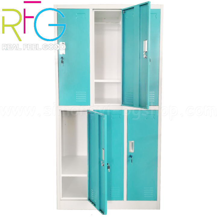 * RFG Triple metal wardrobe with 6 doors 90 x 45 x 185cm. in gray and blue color