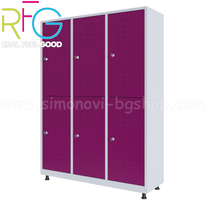 * RFG Triple metal wardrobe with 6 doors 120x40x160 cm in purple 4035180082