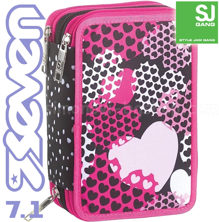 Seven 7.1 Heart 73773 Kit complet pentru școală cu 3 fermoar