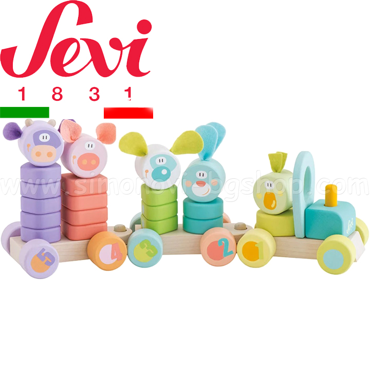 Trenul de sfoară din lemn Sevi - Forme și cifre 82995