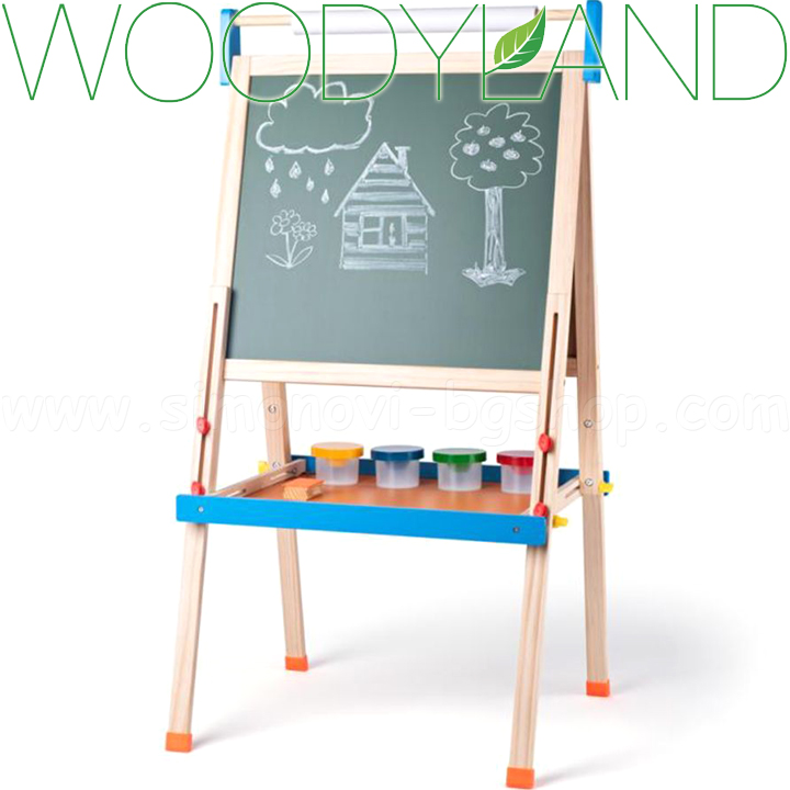 WoodyLand Double-sided writing board with paper and magnetic letters 90108
