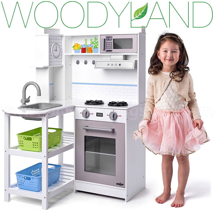 * WoodyLand Bucătărie din lemn cu accesorii pentru jocul 90256