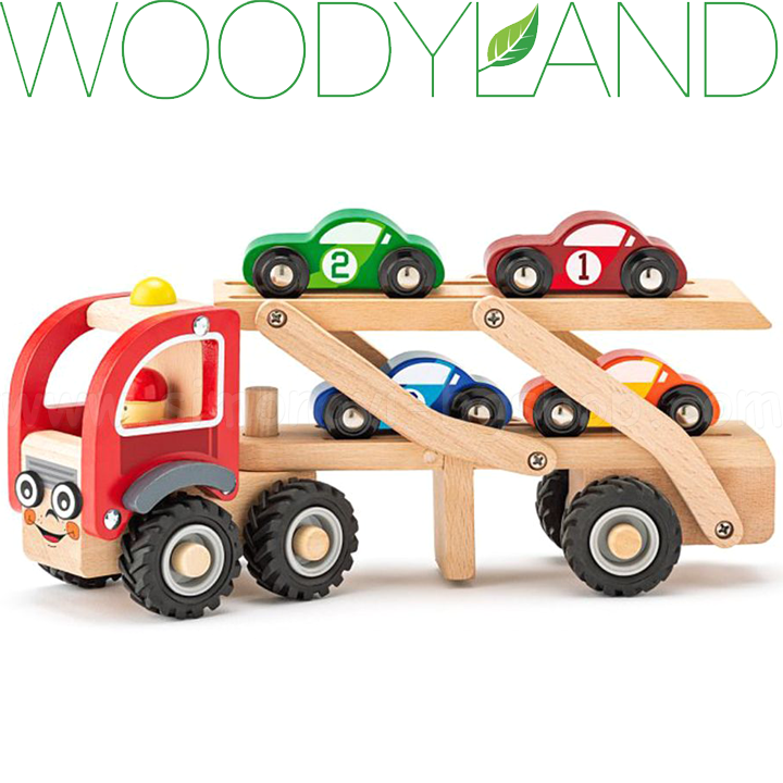 * Woodyland Wooden car transporter with trolleys 90790
