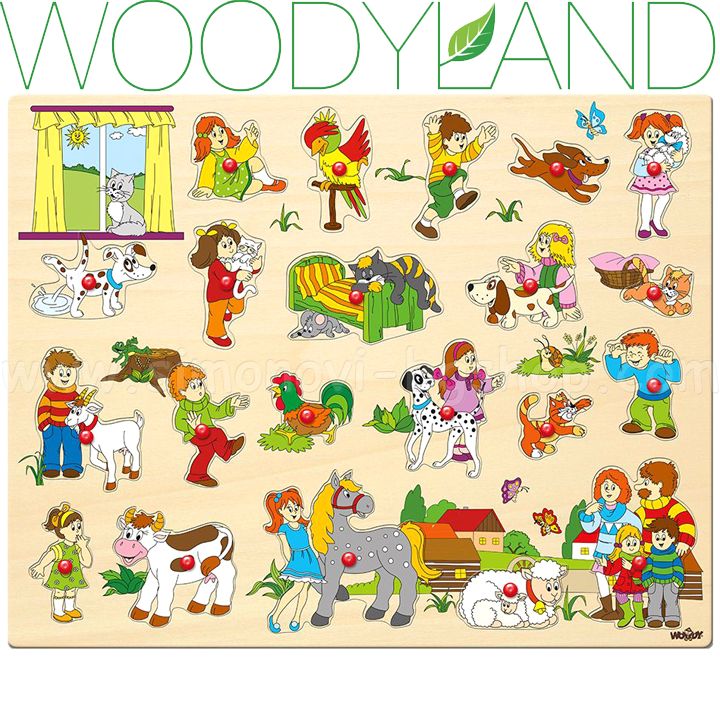 * Woodyland Wooden puzzle with handles "Animals" 91912