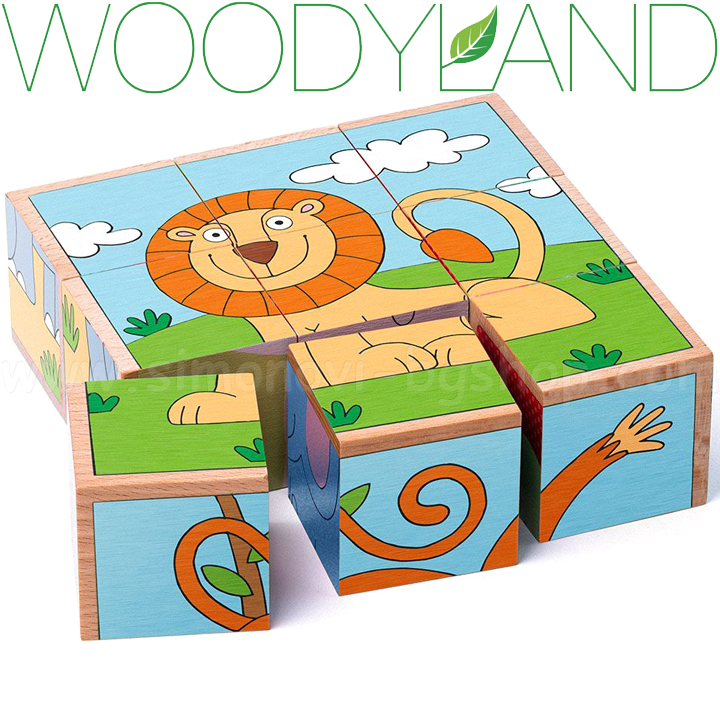 * WoodyLand Cuburi de lemn "Animale sălbatice" 93056