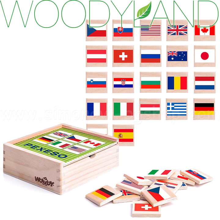 * Woodyland Wooden memo game Flags 93058