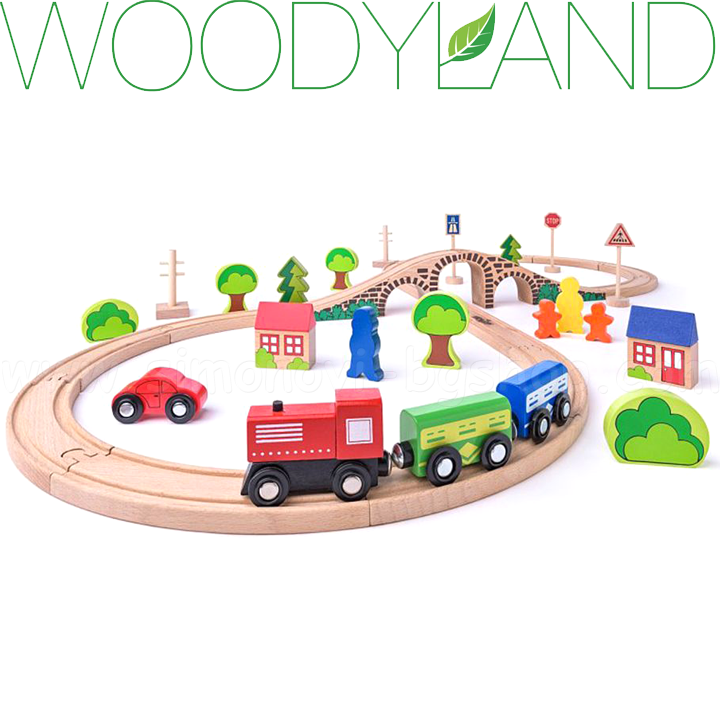 * Woodyland Eight Track Wooden Train 93061
