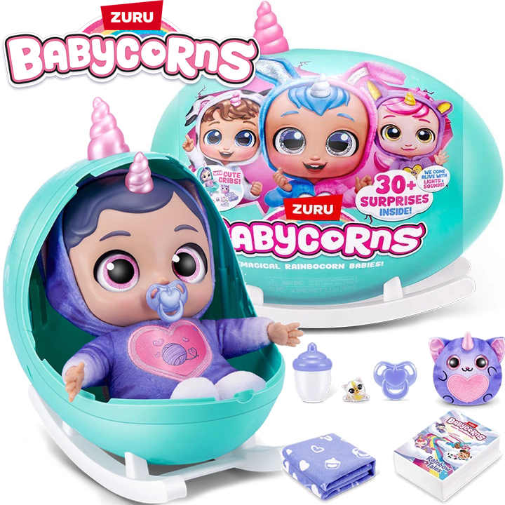 Zuru Babycorns Large doll with blue horn and base 92108