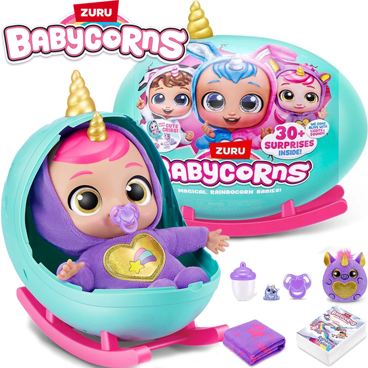 Zuru Babycorns Large doll with blue horn and base 92108