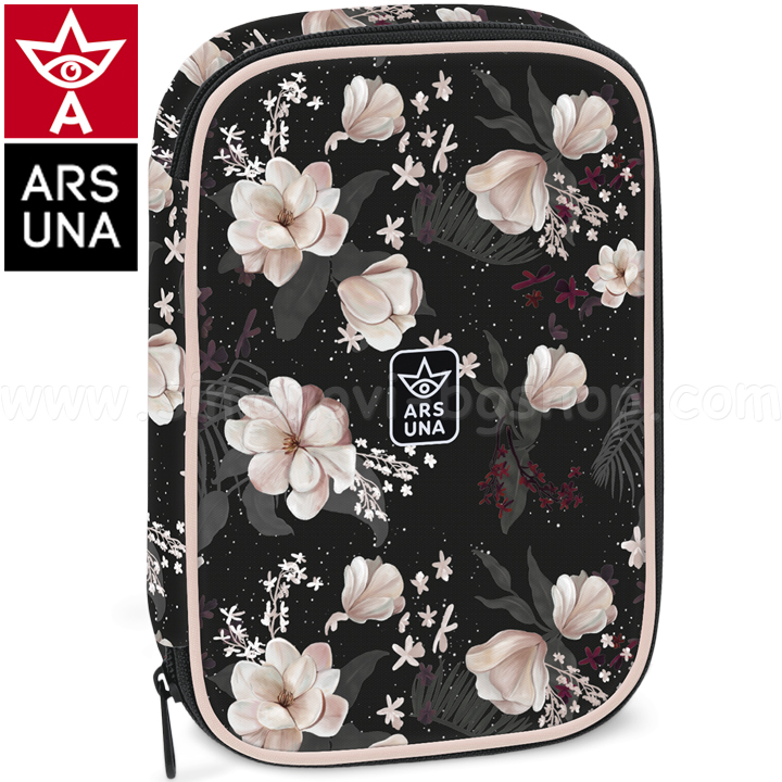 2024 Flowery Black Two Tier Single Zip Toiletry 54953741 Ars Una