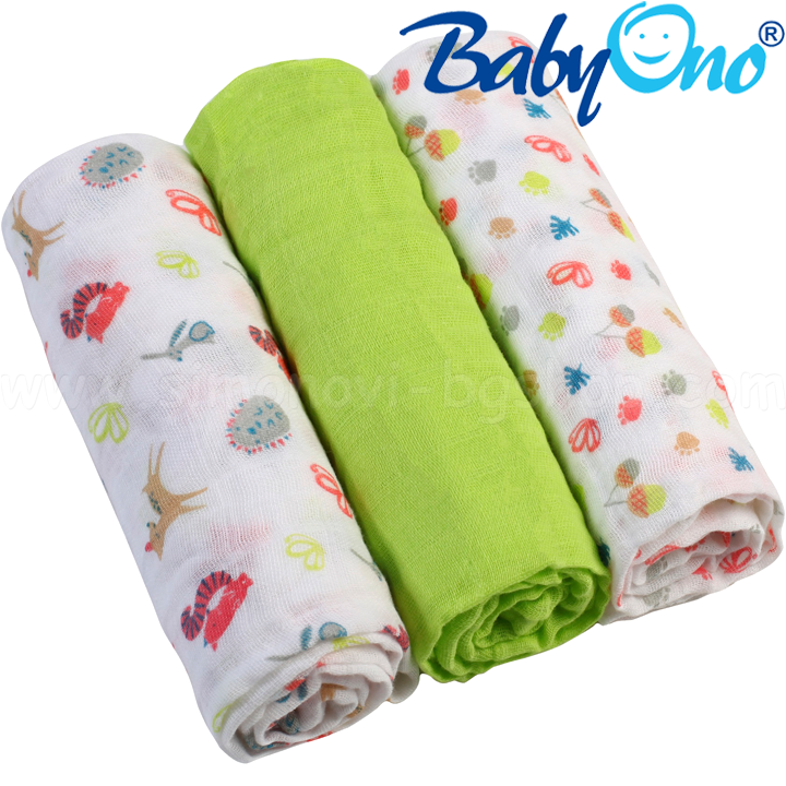 BabyOno Set of 3 Soft Mint Diapers