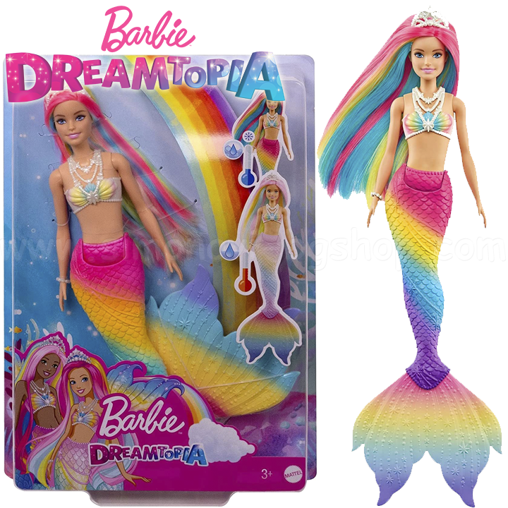 * Papusa Barbie Dreamtopia  Barbie sirena cu culori schimbatoare GTF89