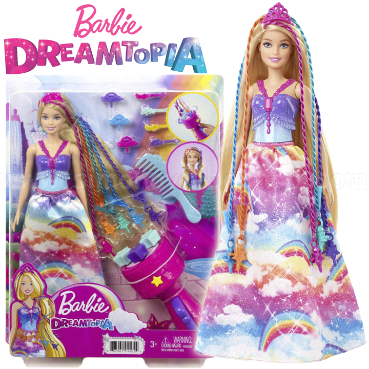 * Barbie Dreamtopia  Papusa Barbie cu masina de impletit GTG00