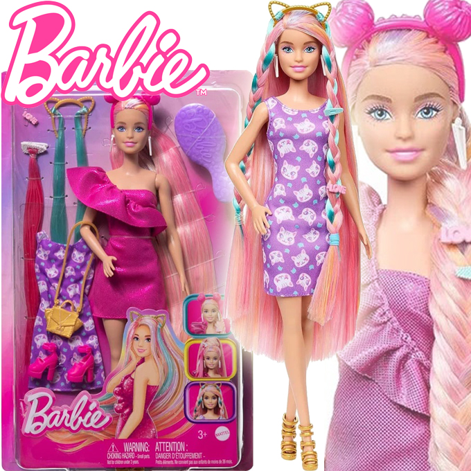 Barbie Doll - Very Long Colored Hair Hairstyle Set