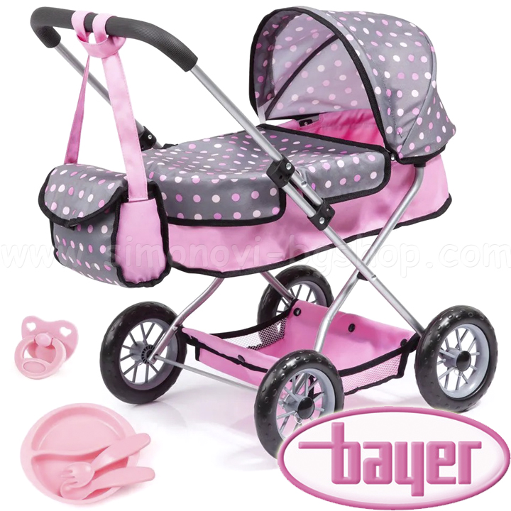 Carucior pentru papusi Bayer Smarty cu geanta si tacamuri 12266AA