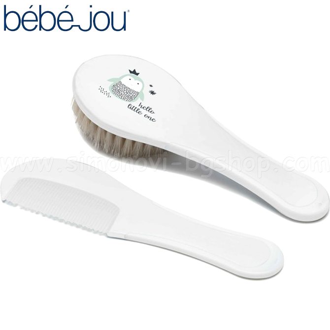 Bebe Jou Set perie și pieptene păr natural Lucky Quetos White 6234105