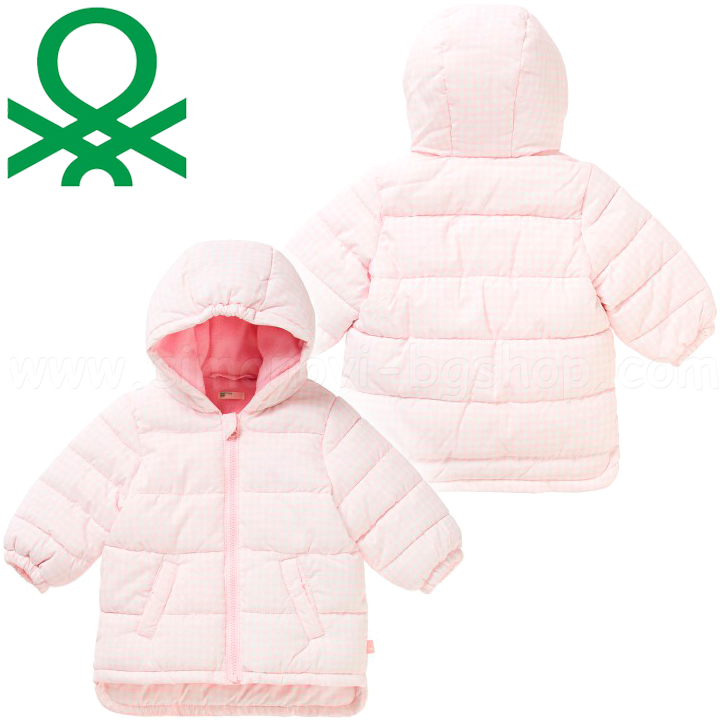 Benetton - Baby jacket Vichy pattern jacket Pink