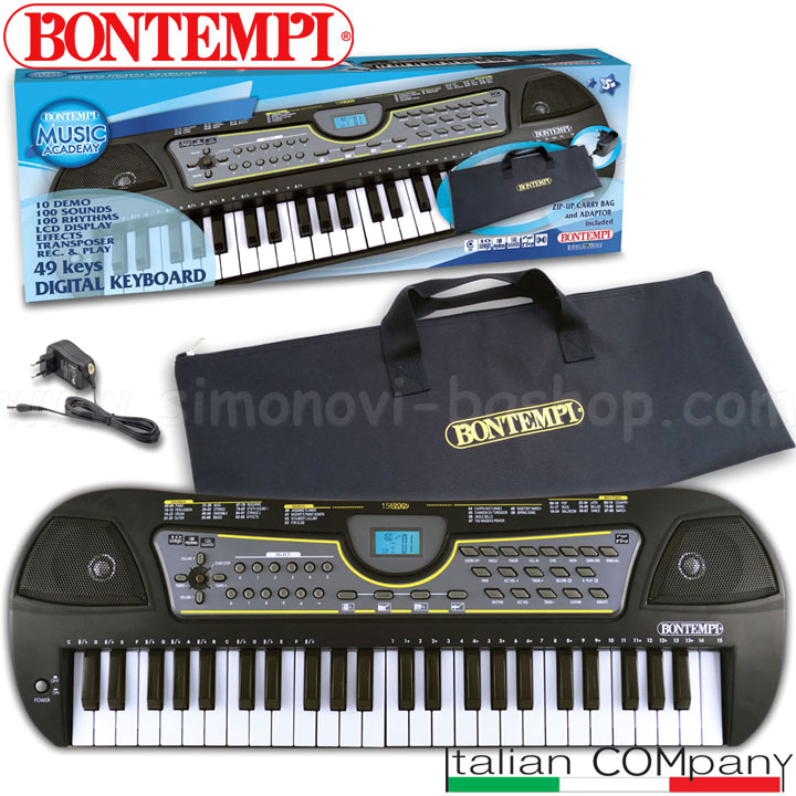 Bontempi 49-key digital synthesizer with bag and adapter 15 4909