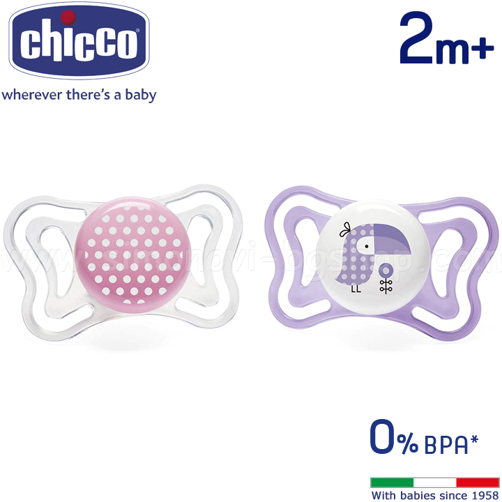 * Chicco Soap Silicone Physio Forma Light 2-6m. 7103111 Dots Pink