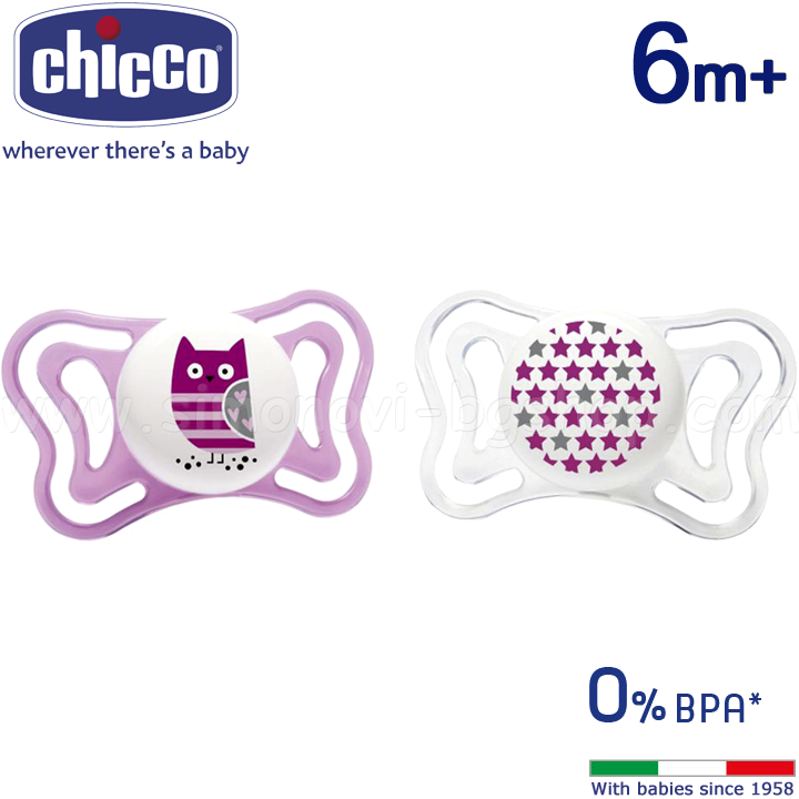 * Chicco Soother Silicone Physio Forma Light 6-12m. 71033.11 Owl Stars