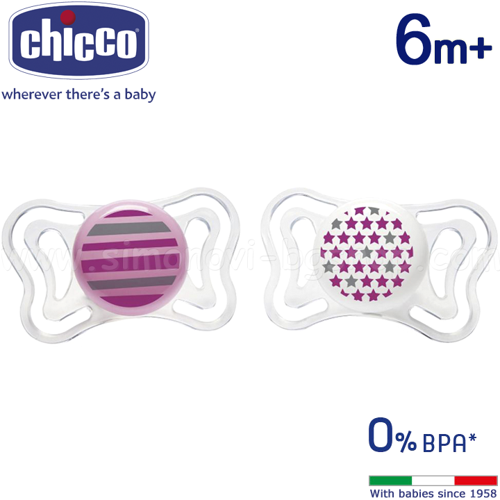 * Chicco Soother Silicone Physio Forma Light 6-12m. 71033.11 Stripe Stars