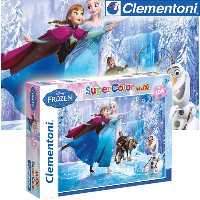 Clementoni -. Super Color Maxi Disney Puzzle 104 oră congel
