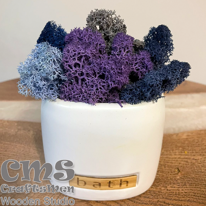 Crafts Men Studio Ceramic bathroom vase with Scandinavian moss "Blue/Lilac"