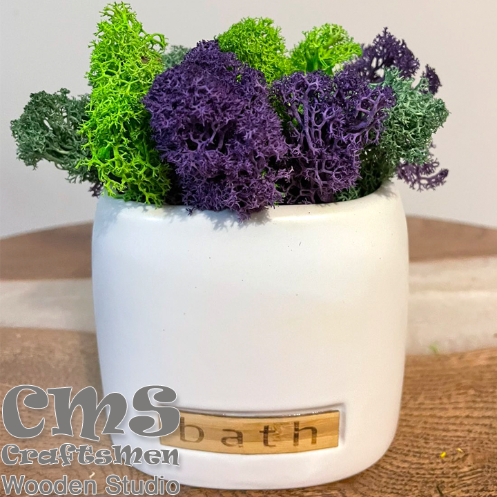 Crafts Men Studio Ceramic bathroom vase with Scandinavian moss "Green/Lilac"