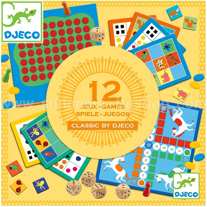 Djeco Box cu 12 jocuri clasice pentru copii DJ05218