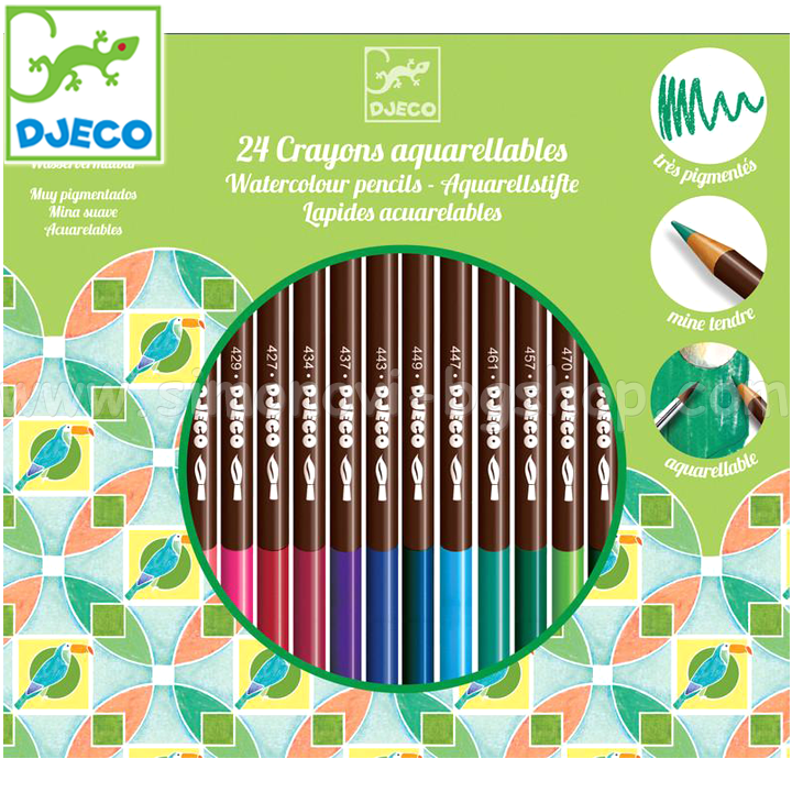 Creioane acuarelă Djeco 24 bucăți ST1 DJ09754