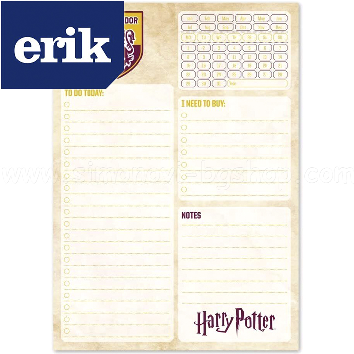 Planificator săptămânal Grupo Eric A5 Harry Potter GryffindorBNE