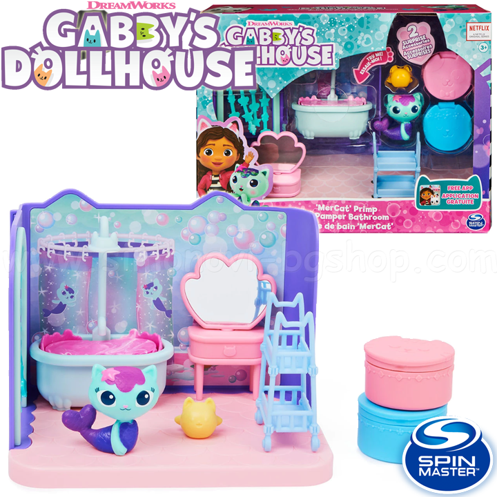 Gabby's Dollhouse   MerCar Primp&Pamper Bathroom6060478 Spin Mas