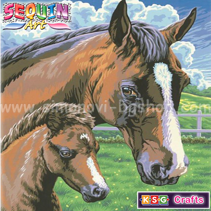 KSG Crafts - Drawing on numbers "Horses" with watercolor 0030