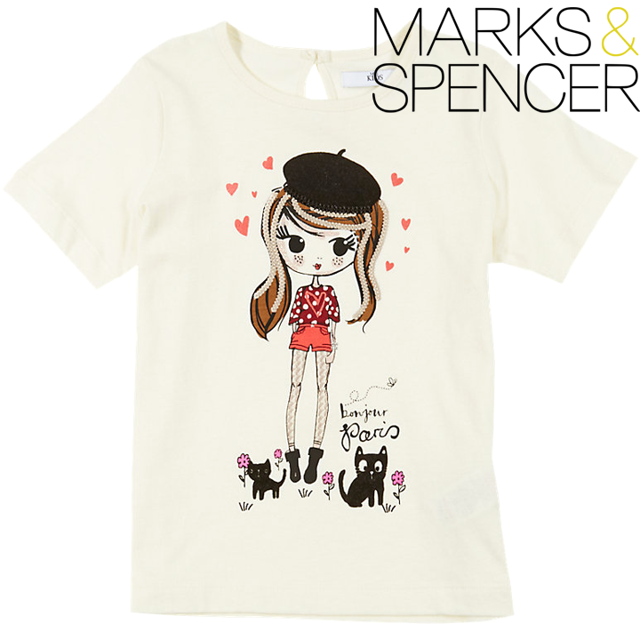Marks & Spencer's T-shirt Bonjour Paris 3-4g.