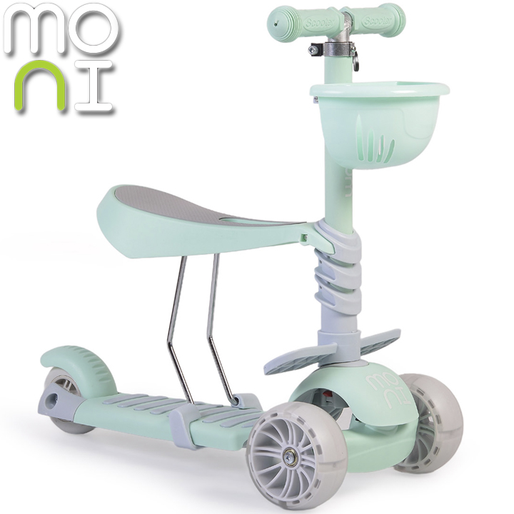 *2025 Moni Детска тротинетка със седалка Bubblegum Green *2025 Moni Детска тротинетка със седалка Bubblegum Green