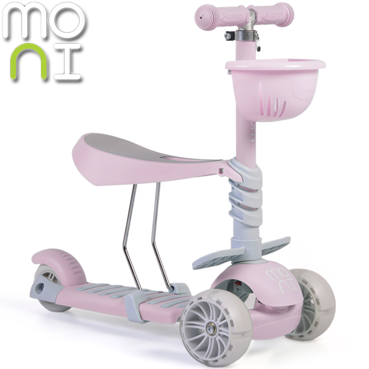 *2025 Moni Детска тротинетка със седалка Bubblegum Pink *2025 Moni Детска тротинетка със седалка Bubblegum Pink