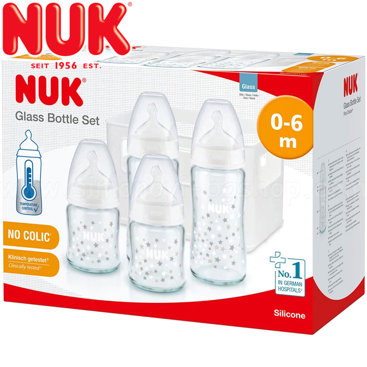 Nuk Termo Control First Choice Starter set of silicone glass bottles 0-6m