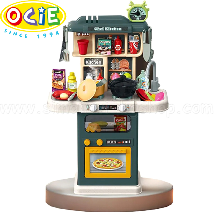 Ocie Children's kitchen with running water and steam Chef Kitchen 64h Blue