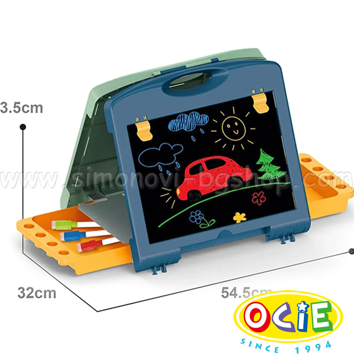 Ocie Double Sided Artist Drawing Board with Board Games OTE0664940