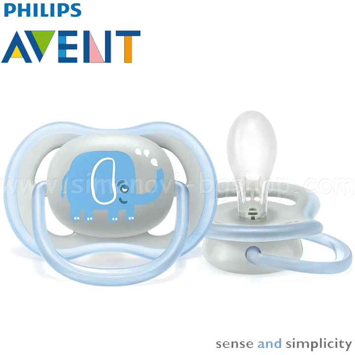 * Philips AVENT Pacifier Ultra Air 6-18m Blue Elephant + sterilizing box SCF086