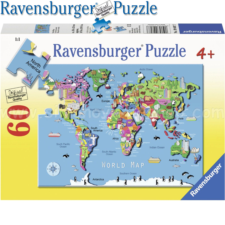 Ravensburger - Puzzle 60ch. "Map of the World" 09607