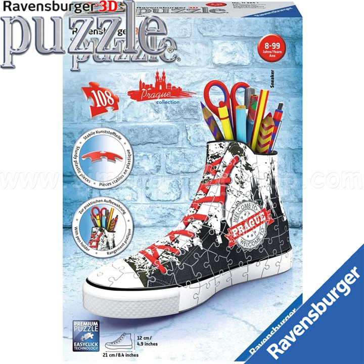 Ravensburger 3D Puzzle 108h. "Make a pencil case - shoe Prague" 11224