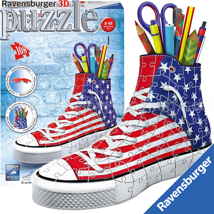 Ravensburger 3D Puzzle 108h. "Make a pencil case - shoe Trolls 2" 11231