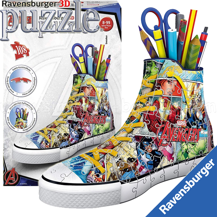 Ravensburger 3D Puzzle 108h. "Make a pencil case - shoe Avengers" 12113