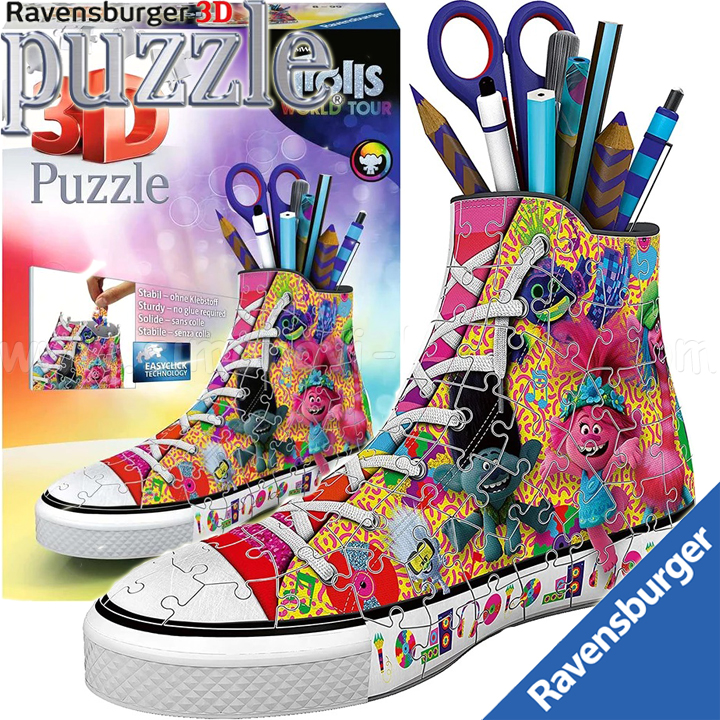 Ravensburger 3D Puzzle 108h. "Make a pencil case - shoe Trolls 2" 11231