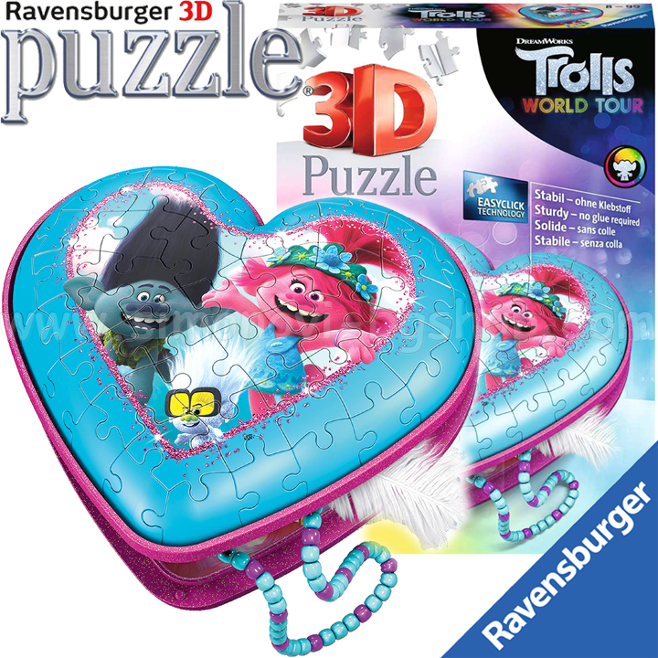 Ravensburger 3D Puzzle 54h. Trolls 2: The Tour of the Heart Jewelry Box 11232