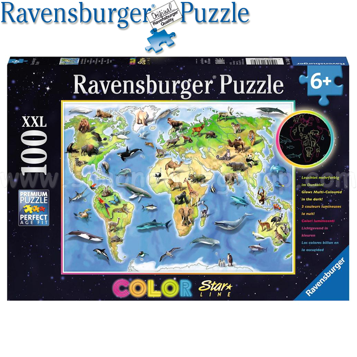 Ravensburger - Illuminated puzzle 100h. "Map of the World" 13669