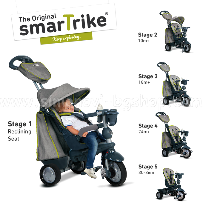2015 Smart Trike tricycle Children's Explorer 5 in 1 gray 820090