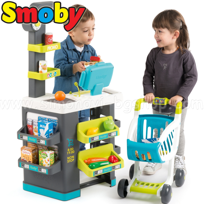 Smoby Kids Electronic Supermarket with Shopping Cart City Market 350212