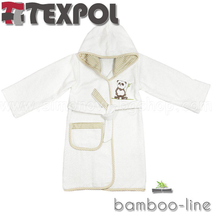 Texpol-Bamboo-line Bamboo Bathrobe Panda Ecru 116/122cm. 21497